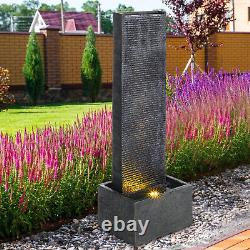 Garden Water Fountain Feature with Lights, Outdoor Tall Waterfall, Electric Pump