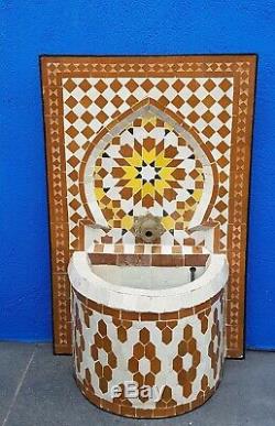 Garden Water Fountain, Small Moroccan Mosaic Outdoor Water Feature H50cm W33cm