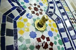 Garden Water Fountain, Small Moroccan Mosaic Zellige Outdoor Water Feature H77cm