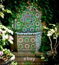 Garden Water Fountain Small Moroccan Mosaic Zellij Indoor Outdoor Water Feature