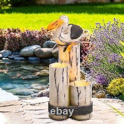 Garden Water Fountain with LED Lights Water Feature Pelican Mains Powered