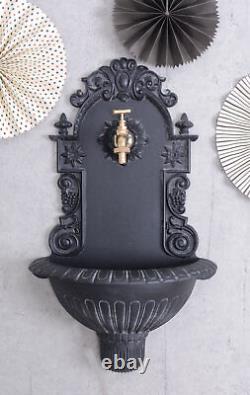 Garden decoration in antique style wall fountain with brass tap water dispenser