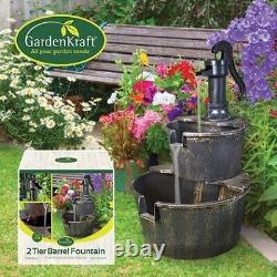 GardenKraft 2 Tier Barrel outdoor garden Fountain 20890