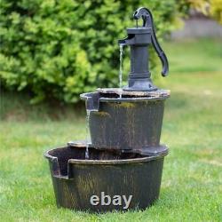 GardenKraft 2 Tier Barrel outdoor garden Fountain 20890