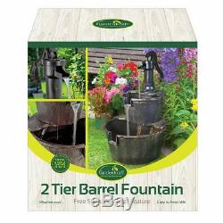 GardenKraft Jardin Extérieur 2-Tier Barrel Fontaine avec pompe-Bronze
