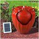 Gardenwiz Red Garden Outdoor Solar Ceramic Pot Terracotta Water Fountain Feature
