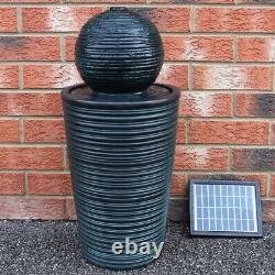 Gardenwize Garden Outdoor Black Solar Round Standing Ball Water Fountain Feature