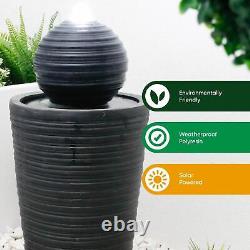 Gardenwize Garden Outdoor Black Solar Round Standing Ball Water Fountain Feature