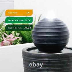 Gardenwize Garden Outdoor Black Solar Round Standing Ball Water Fountain Feature