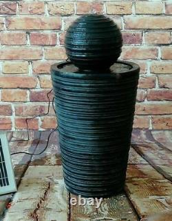 Gardenwize Garden Outdoor Black Solar Round Standing Ball Water Fountain Feature