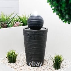 Gardenwize Garden Outdoor Black Solar Round Standing Ball Water Fountain Feature