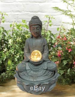 Gardenwize Garden & Outdoor Solar Buddha Water Feature Fountain with Light Ball