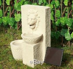 Gardenwize Garden Outdoors Solar Powered Lion Head Stone Water Feature Fountain