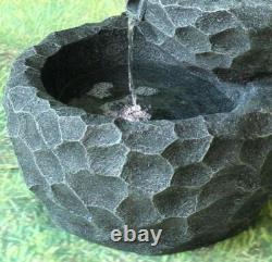 Gardenwize Garden Solar Powered 3 Layer Grey Stone Rocks Water Fountain SWGSL230