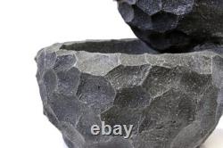 Gardenwize Garden Solar Powered 3 Layer Grey Stone Rocks Water Fountain SWGSL230