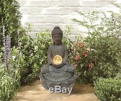 Gardenwize Outdoor & Garden Solar Buddha Water Feature Fountain with Light Ball