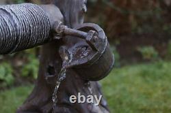 Gardenwize Outdoor Rustic Brick Well Solar Water Fountain Feature Battery Backup