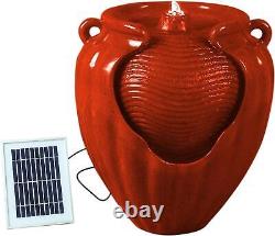 Gardenwize Red Garden Outdoor Solar Ceramic Terracotta Water Fountain Feature