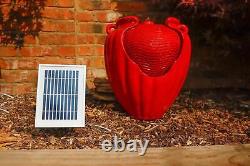 Gardenwize Red Garden Outdoor Solar Ceramic Terracotta Water Fountain Feature