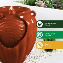 Gardenwize Red Garden Outdoor Solar Ceramic Terracotta Water Fountain Feature