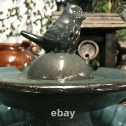Granada Ceramic Bird Bath Fountain Outdoor Garden Patio Water Feature