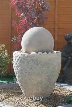 Granery Tub Ball Stone Water Fountain Feature Garden Ornament Solar Pump