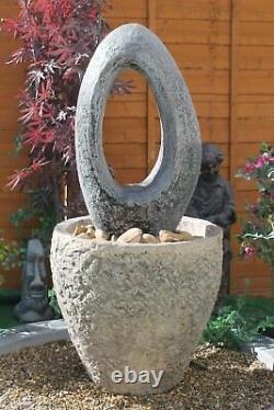 Granery Tub Eye Stone Water Fountain Feature Garden Ornament Solar Pump