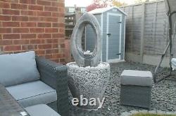 Granery Tub Eye Stone Water Fountain Feature Garden Ornament Solar Pump