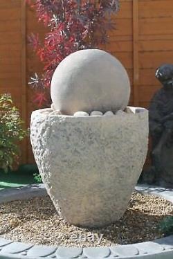 Granery Tub Eye Stone Water Fountain Feature Garden Ornament Solar Pump