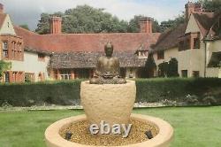 Granery Tub With Serene Buddha Stone Water Fountain Feature Garden Ornament