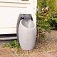 Grey Led Lit Oval Pouring Mains Powered Outdoor Water Fountain Feature Garden