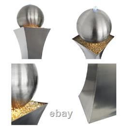 H118cm Water Feature Brushed Hourglass and Sphere Fountain with Lights