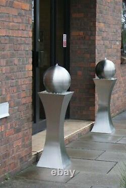 H118cm Water Feature Brushed Hourglass and Sphere Fountain with Lights