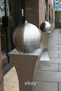 H118cm Water Feature Brushed Hourglass and Sphere Fountain with Lights