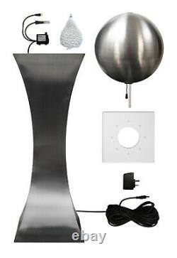 H118cm Water Feature Brushed Hourglass and Sphere Fountain with Lights