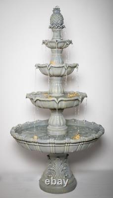 H204cm Regal Stone Effect 4-Tier Water Feature Fountain with Lights by Primrose