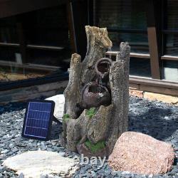 H56cm LED Solar Power Outdoor Resin Water Fountain Feature Ornament Garden Decor