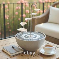 HYDRIA Large 45cm White Leaf Cascade Indoor Outdoor Water Feature, Battery Powe