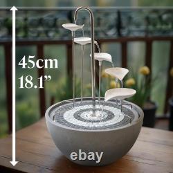 HYDRIA Large 45cm White Leaf Cascade Indoor Outdoor Water Feature, Battery Powe