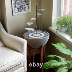 HYDRIA Large 45cm White Leaf Cascade Indoor Outdoor Water Feature, Battery Powe