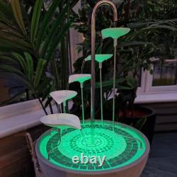 HYDRIA Large 45cm White Leaf Cascade Indoor Outdoor Water Feature, Battery Powe