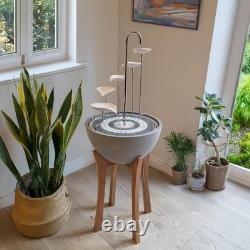 HYDRIA Large 45cm White Leaf Cascade Indoor Outdoor Water Feature, Battery Powe