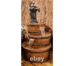 Hand Barrel Water Feature Bowl Fountain 3 Tier Cascade Rustic Rural Garden