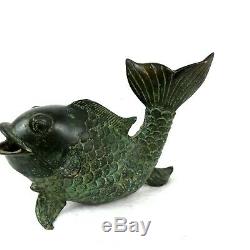 Hand Cast Koi Fish Garden Sculpture Bronze Water Fountain Statue Metal Spitter