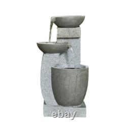 Harmonia 3 Tier Contemporary Garden Water Fountain in Grey 59cm