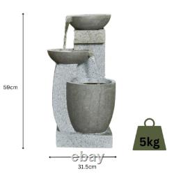 Harmonia 3 Tier Contemporary Garden Water Fountain in Grey 59cm