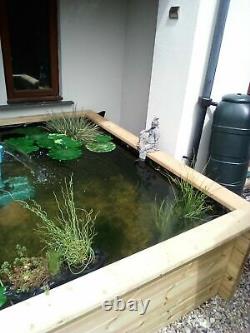 Heavy Duty 44mm Tanalised Log wood Garden Fountain Fish/Koi Pond Kit 550mm deep