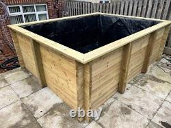 Heavy Duty 44mm Tanalised Log wood Garden Fountain Fish/Koi Pond Kit 760mm deep