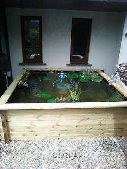 Heavy Duty 44mm Tanalised Log wooden Garden Fountain Fish/Koi Pond Kit + liner
