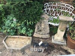 Heavy Garden Stone Fish Pond Wall Fountain Water Feature Woman With Cherubs